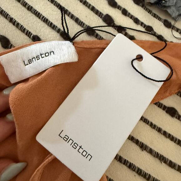 LANSTON Copper Satin Cross Front Flyaway Halter Style Sleeveless Top Small BNWT - Picture 5 of 6